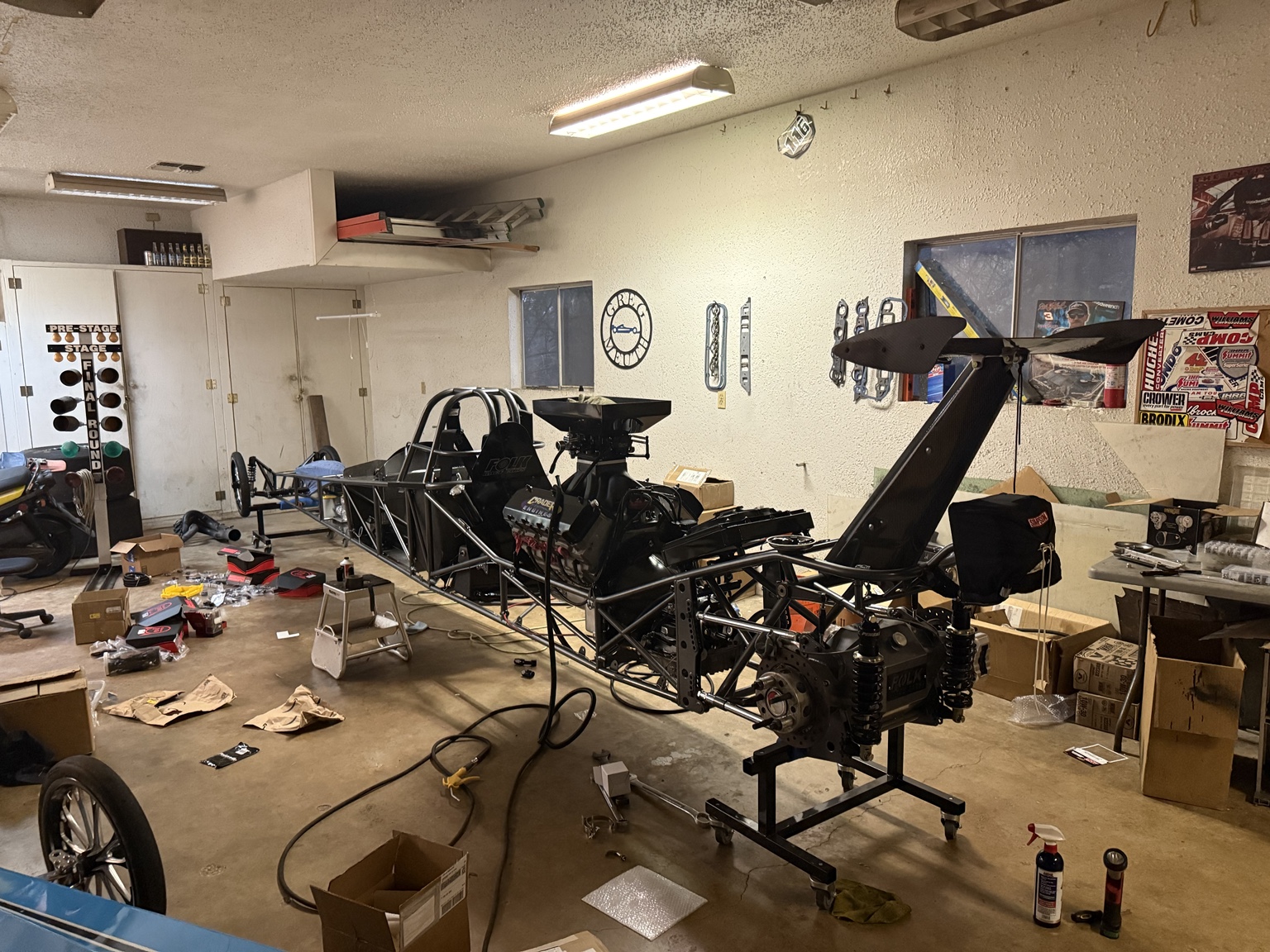 Dragster project in the Quality Care Automotive workshop